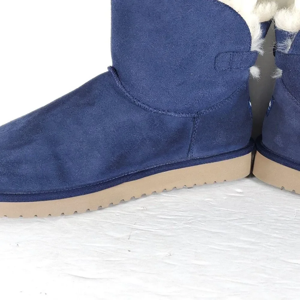 Koolaburra By Ugg Women's Remley US 10 Mini Suede Navy Blue Fur Lined Boots_10